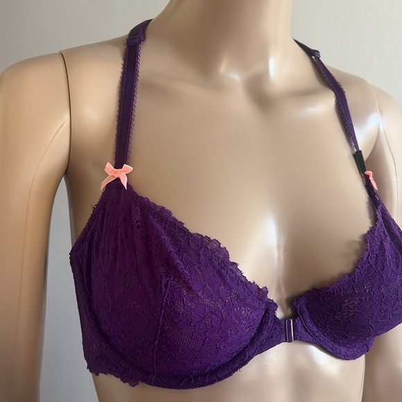 NWT Victoria's Secret Dream Angels Lace Racerback Bra Purple Size 34C - Picture 3 of 8